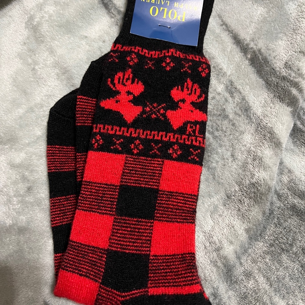 Polo Ralph Lauren Red and Black Cashmere Socks